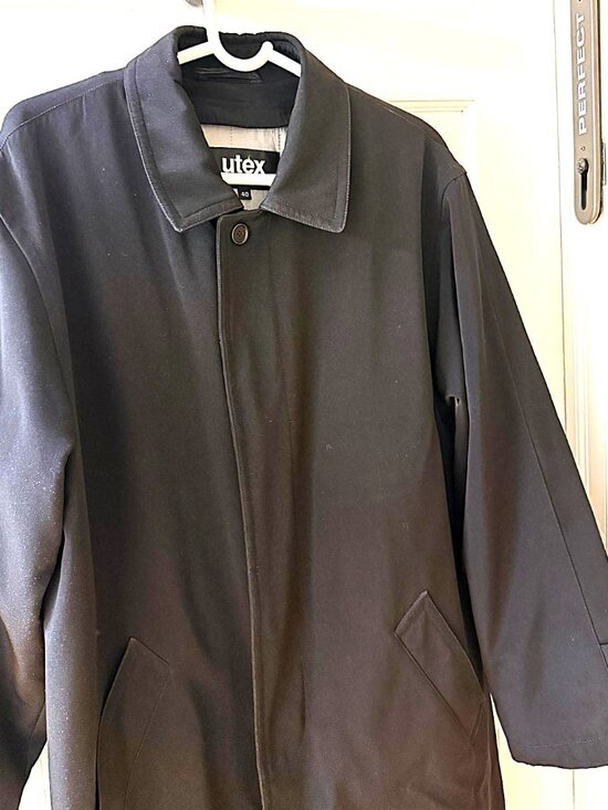 Utex Men’s Size 40 Blend Lined Coat Removable Lining Black Trench - Picture 3 of 8